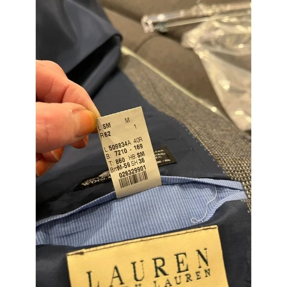 Lauren Ralph Lauren Men Wool Blazer 40R Sport Coat 3 Button‎ Windowpane Gray